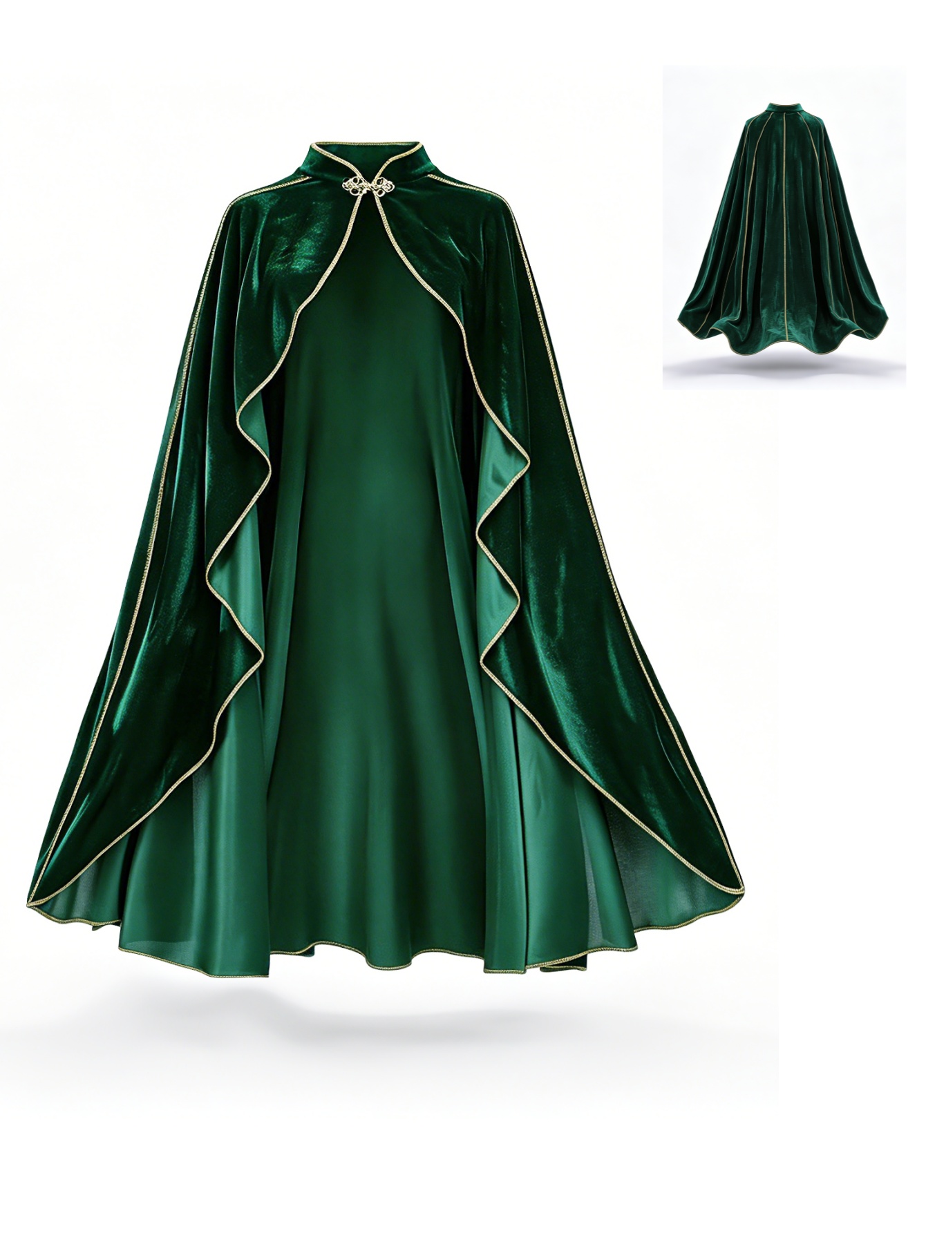 Vintage Fashion Dresses - Capa de terciopelo verde vintage para