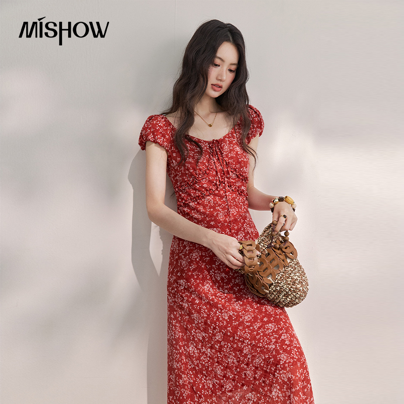 Vestido Midi de Gasa Rojo Flor - Vintage Fashion Dresses reseña y precio