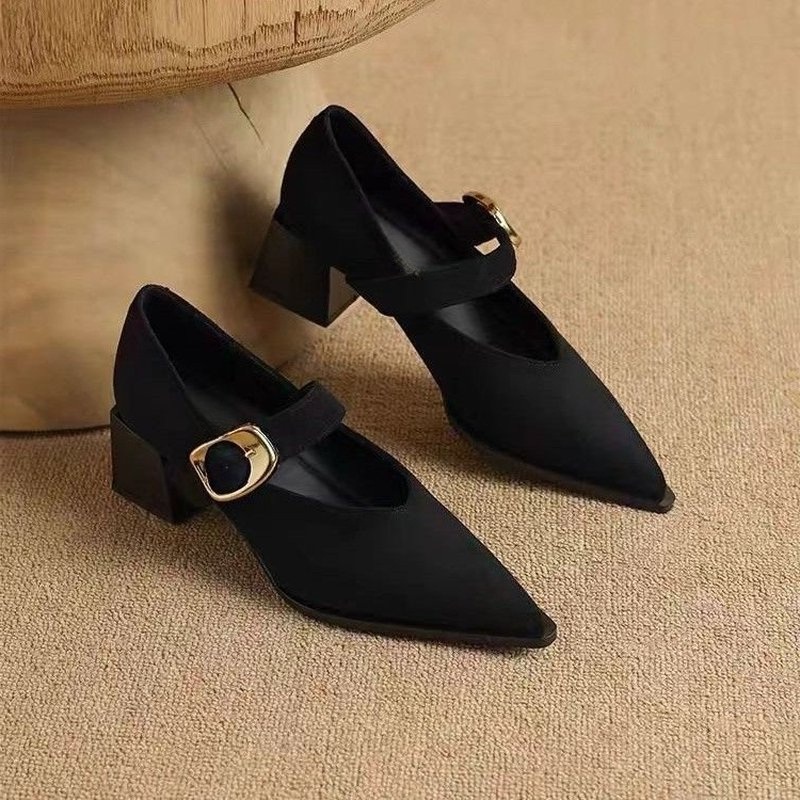 Zapatos de tacón de bloque est - Vintage Fashion Online reseña y precio