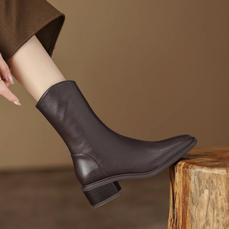 Botines de cuero con punta cua - Vintage Fashion Dresses reseña y precio
